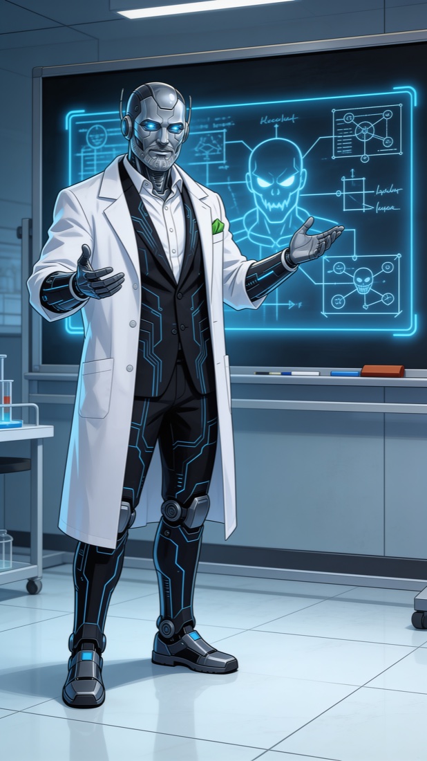 Dr. Malakor, the architect of the island