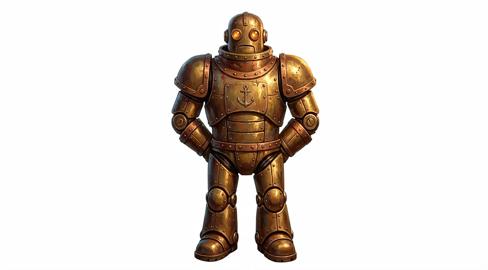 Anchor — a heavy plated robot standing at parade rest