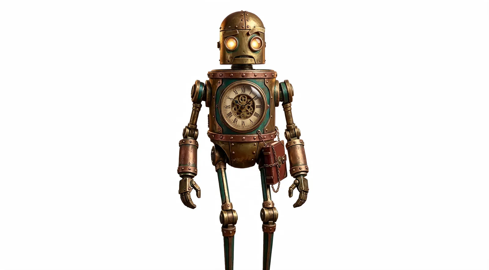 Tick — a tall thin clockwork robot with a clock-face chest